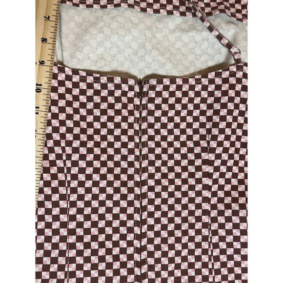 NWT LEVI'S Mini Dress L Brown/Pink Multicolor Check Adj. Spag. Straps w/pockets - Picture 8 of 13